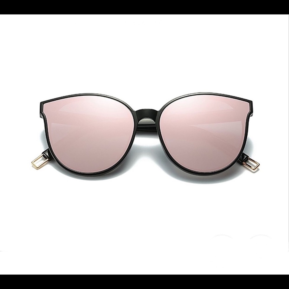 New Modern Oversized Flat Cateye Pink Mirrored Lenses Fashion Sunglasses